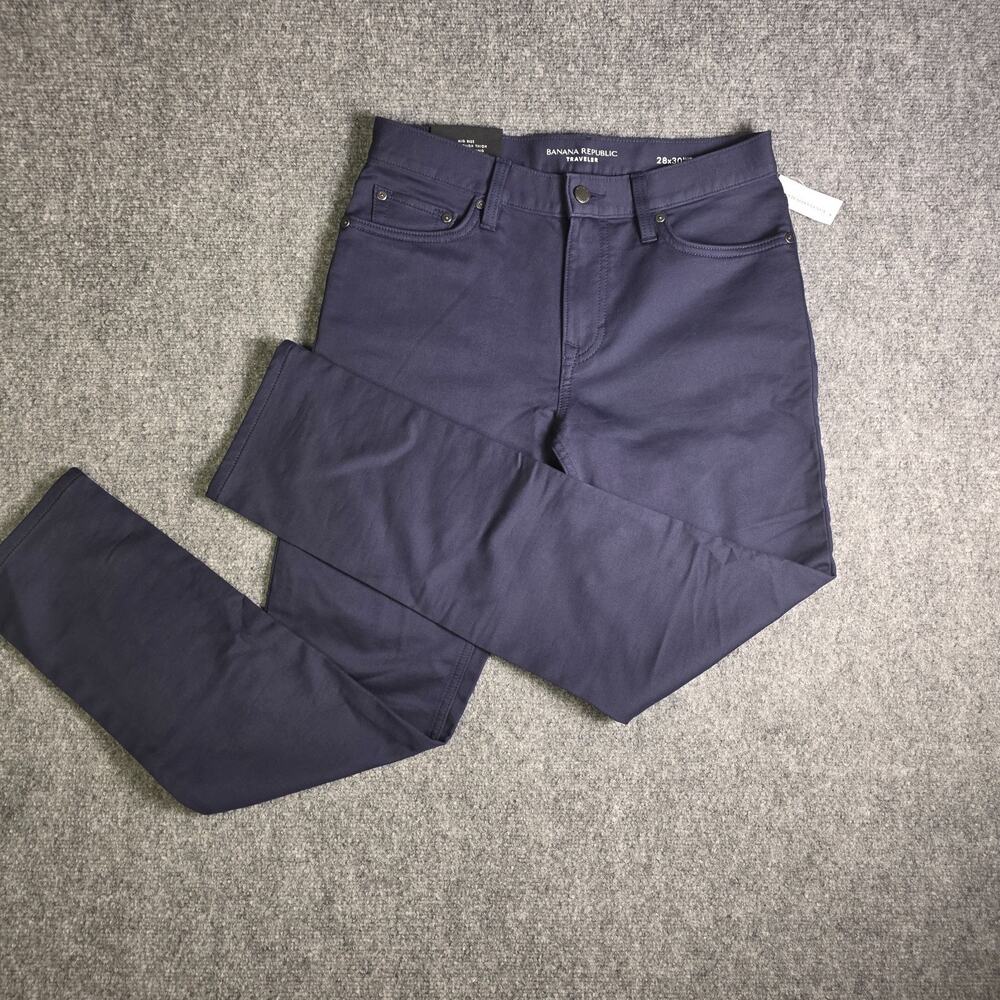 Banana Republic Traveler Chino Pants Men's 28X30 Blue Slim Fit Mid Rise - NWT - Picture 2 of 9